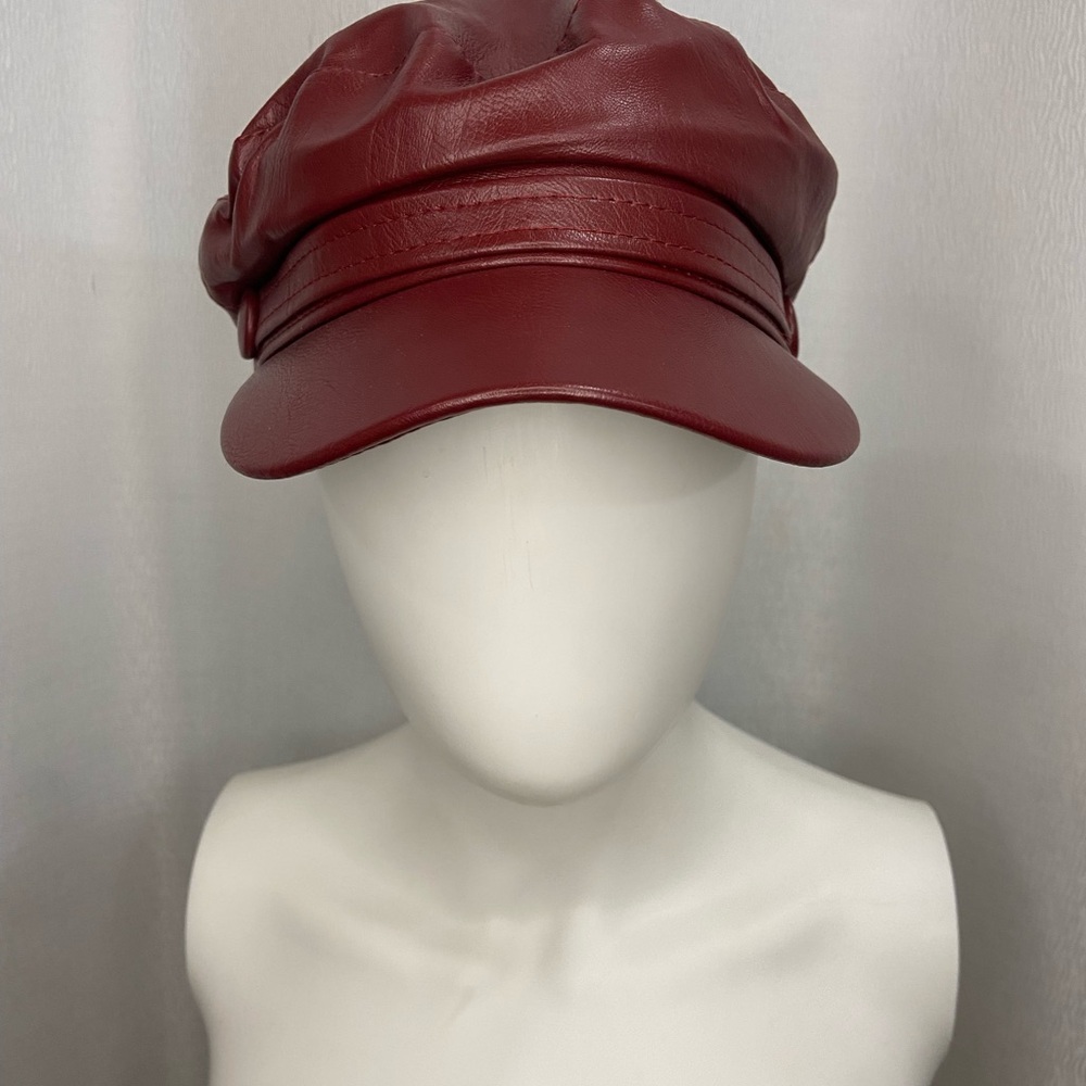 Stylish Red Leather Cap - Picture 3 of 7